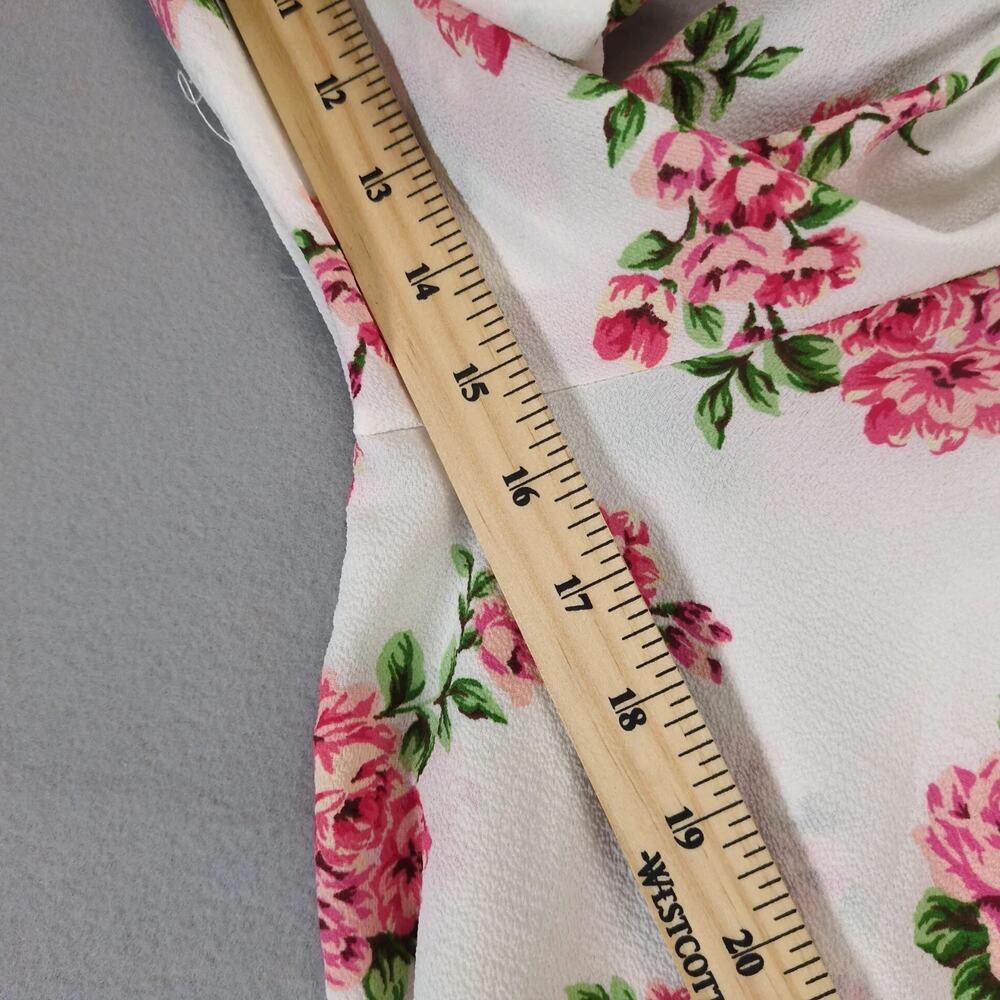 NWT One More Thyme Pink Roses White Blouse Women's Plus 3X Flared Sleeve Peasant - Picture 6 of 10